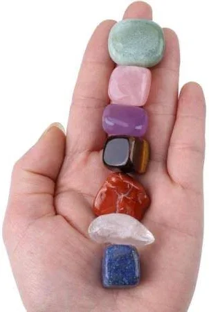 Complete 7-Chakra Crystal Kit Natural Tumbled Stones with Carry Bag